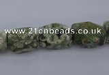 CPS131 15.5 inches 10*15mm faceted nuggets green peacock stone beads