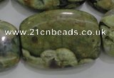 CPS144 15.5 inches 25*35mm rectangle green peacock stone beads