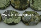 CPS149 15.5 inches 20*26mm freeform green peacock stone beads