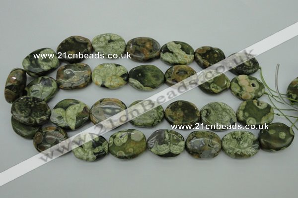 CPS149 15.5 inches 20*26mm freeform green peacock stone beads