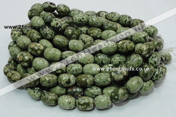 CPS16 15.5 inches 16*20mm egg-shaped green peacock stone beads