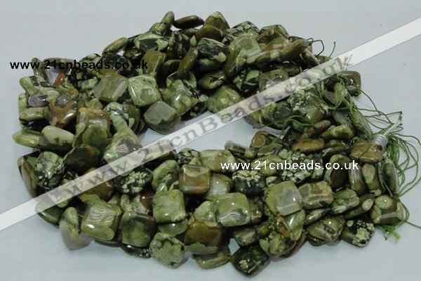 CPS21 15.5 inches 15*15mm rhombic green peacock stone beads wholesale