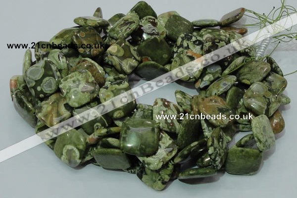 CPS22 15.5 inches 20*20mm rhombic green peacock stone beads wholesale