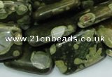 CPS27 15.5 inches 18*24mm rectangle green peacock stone beads