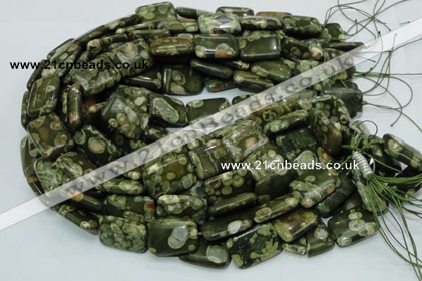 CPS27 15.5 inches 18*24mm rectangle green peacock stone beads