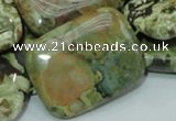 CPS29 15.5 inches 30*40mm rectangle green peacock stone beads