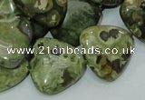 CPS33 15.5 inches 20*20mm triangle green peacock stone beads