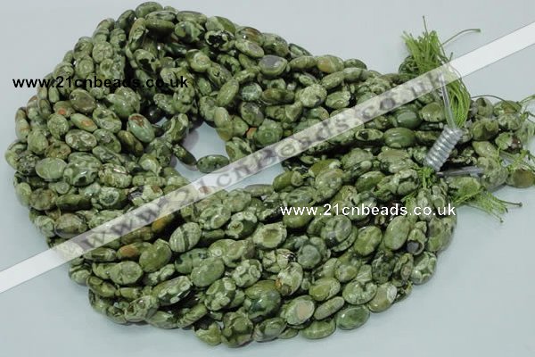 CPS42 15.5 inches 8*12mm oval green peacock stone beads wholesale