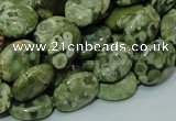 CPS43 15.5 inches 10*14mm oval green peacock stone beads wholesale