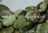 CPS44 15.5 inches 12*16mm oval green peacock stone beads wholesale