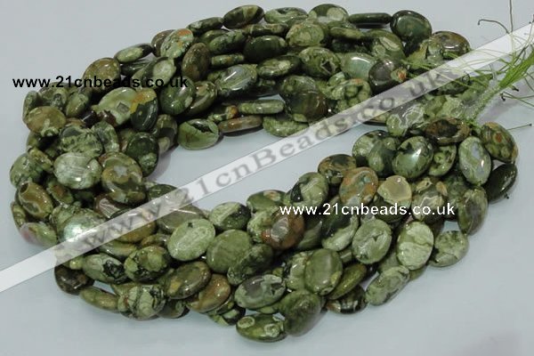 CPS44 15.5 inches 12*16mm oval green peacock stone beads wholesale