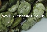 CPS45 15.5 inches 14*18mm oval green peacock stone beads wholesale