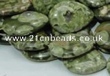 CPS48 15.5 inches 18*25mm flat teardrop green peacock stone beads