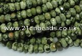 CPS51 15.5 inches 4*6mm faceted rondelle green peacock stone beads