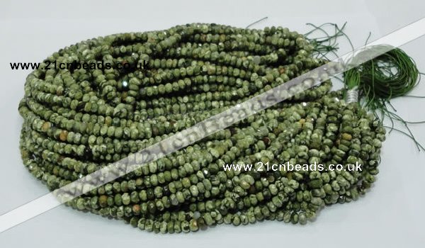 CPS51 15.5 inches 4*6mm faceted rondelle green peacock stone beads