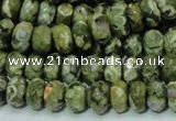 CPS53 15.5 inches 6*10mm faceted rondelle green peacock stone beads