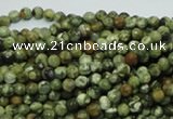 CPS54 15.5 inches 4mm faceted round green peacock stone beads