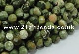 CPS56 15.5 inches 8mm faceted round green peacock stone beads