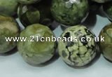 CPS61 15.5 inches 20mm faceted round green peacock stone beads