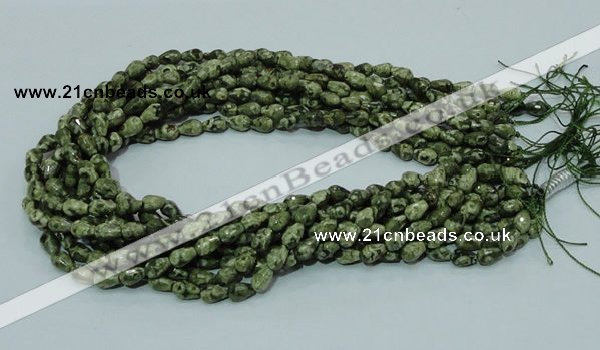 CPS62 15.5 inches 6*8mm faceted teardrop green peacock stone beads