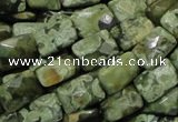 CPS79 15.5 inches 13*18mm faceted rectangle green peacock stone beads