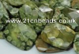 CPS80 15.5 inches 15*20mm faceted rectangle green peacock stone beads