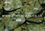 CPS81 15.5 inches 18*25mm faceted rectangle green peacock stone beads