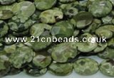 CPS89 15.5 inches 10*14mm faceted oval green peacock stone beads