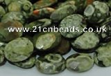 CPS90 15.5 inches 14*18mm faceted oval green peacock stone beads