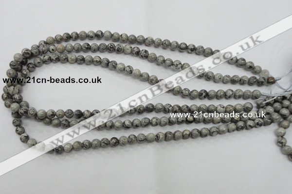 CPT102 15.5 inches 6mm round grey picture jasper beads