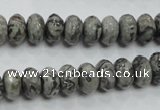 CPT120 15.5 inches 6*10mm faceted rondelle grey picture jasper beads