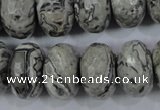 CPT135 15.5 inches 12*20mm faceted rondelle grey picture jasper beads