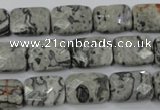 CPT152 15.5 inches 10*14mm faceted rectangle grey picture jasper beads