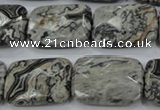 CPT156 15.5 inches 18*25mm faceted rectangle grey picture jasper beads