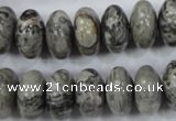 CPT160 15.5 inches 9*16mm rondelle grey picture jasper beads