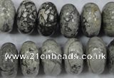 CPT161 15.5 inches 10*18mm rondelle grey picture jasper beads