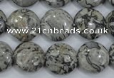 CPT165 15.5 inches 16mm flat round grey picture jasper beads