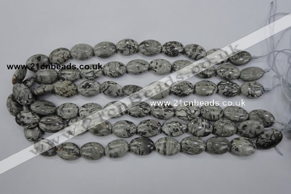 CPT171 15.5 inches 13*18mm oval grey picture jasper beads