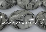 CPT174 15.5 inches 22*30mm oval grey picture jasper beads