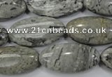 CPT175 15.5 inches 15*30mm marquise grey picture jasper beads