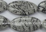 CPT176 15.5 inches 20*40mm marquise grey picture jasper beads