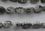 CPT185 15.5 inches 4*6mm oval grey picture jasper beads wholesale