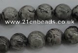 CPT188 15.5 inches 8mm round grey picture jasper beads wholesale