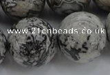 CPT191 15.5 inches 16mm round grey picture jasper beads wholesale