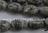 CPT195 15.5 inches 13*18mm faceted rice grey picture jasper beads