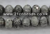 CPT196 15.5 inches 5*8mm faceted rondelle grey picture jasper beads