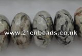 CPT197 15.5 inches 9*16mm faceted rondelle grey picture jasper beads