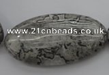 CPT198 15.5 inches 25*50mm oval grey picture jasper beads wholesale