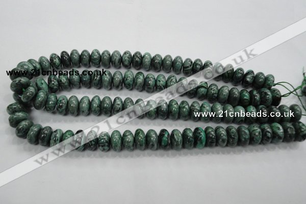 CPT200 15.5 inches 8*14mm rondelle green picture jasper beads