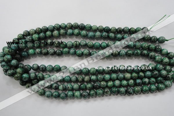 CPT205 15.5 inches 8mm round green picture jasper beads